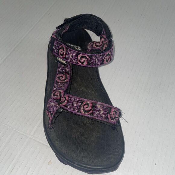 Teva Sandals Womens Size 6  Black Purple Strappy Walking Hook Loop Hiking Casual - Picture 9 of 15